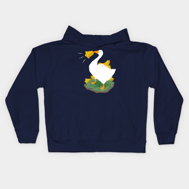 ask not for whom the goose honks Kids Hoodie by mcbenik